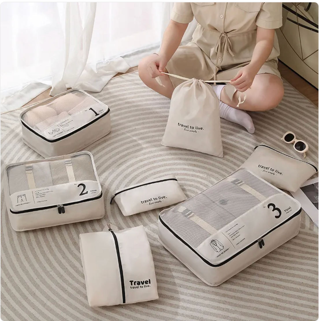 7-delige travel organizer set – geen kofferchaos meer op vakantie