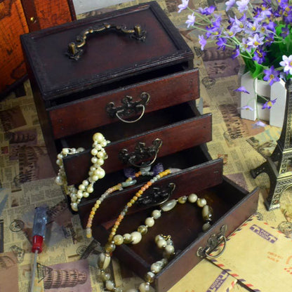 Houten organizer met lades – voor sieraden, make-up & kleine spullen