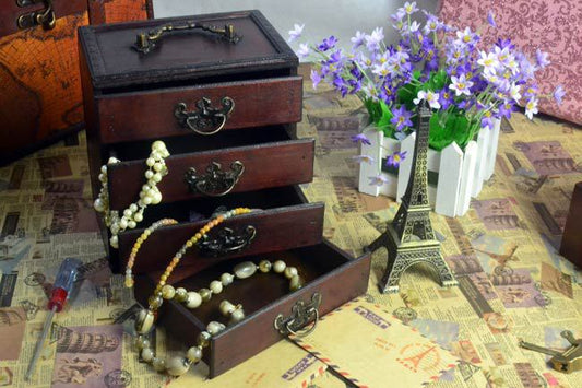 Houten organizer met lades – voor sieraden, make-up & kleine spullen