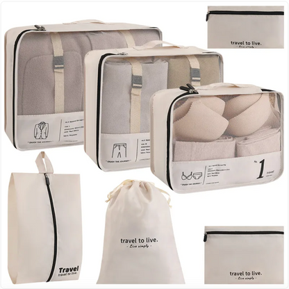 7-delige travel organizer set – geen kofferchaos meer op vakantie