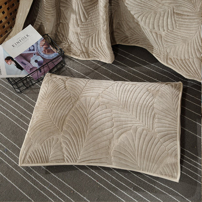 Cotton Milk Velvet Bed Cover Set with Quilted Design